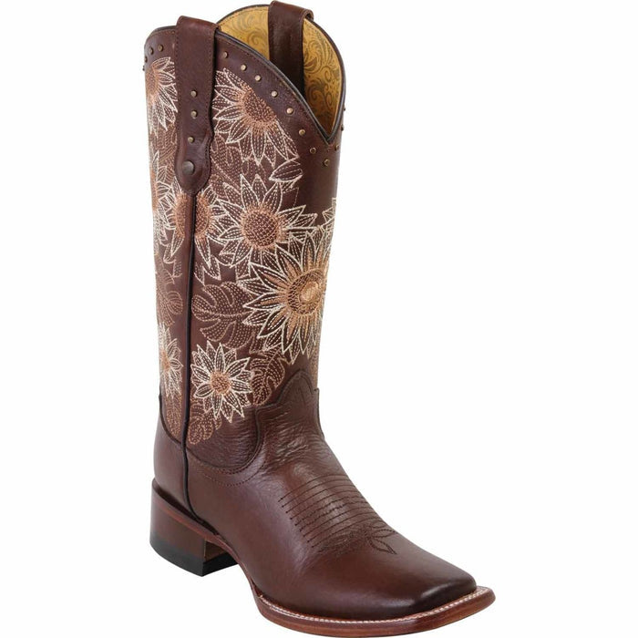 Botas Altas de Cuero con Flores Rodeo Mujer