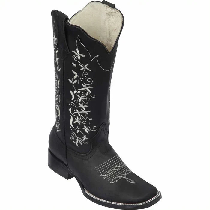Botas de Cuero con Flores Horma Rodeo Mujer