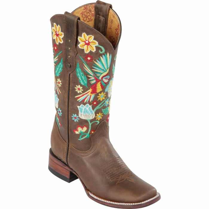 Botas Altas de Cuero con Flores en Horma Rodeo