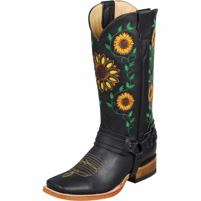 Botas de Cuero con Girasoles Rodeo para Mujer