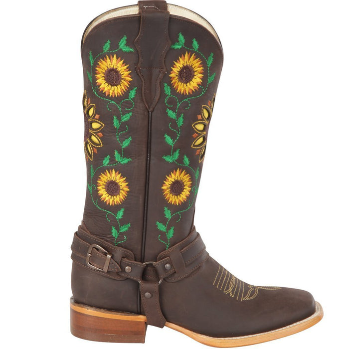 Botas Vaqueras Café con Girasoles de Mujer Rodeo