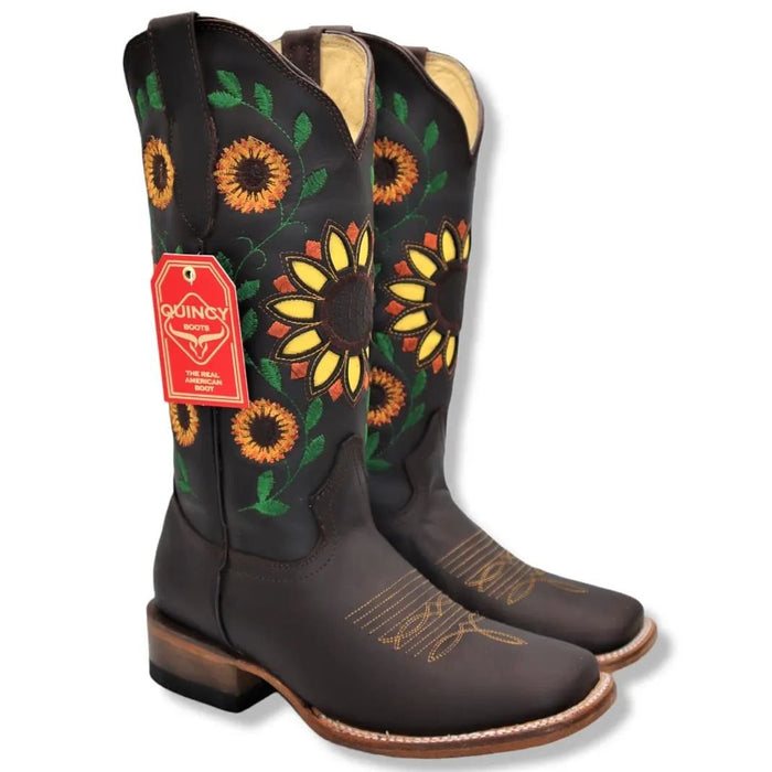 Botas Vaqueras Café con Girasoles de Mujer Rodeo