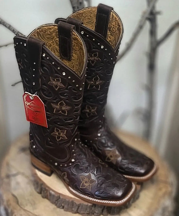 Botas Vaqueras Cuero Corte Láser Mujer Rodeo
