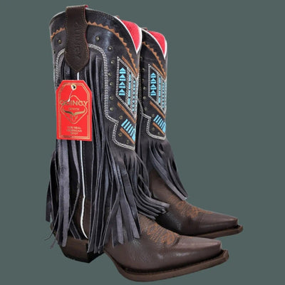 Botas Altas de Cuero Crazy Punta Recortada Mujer