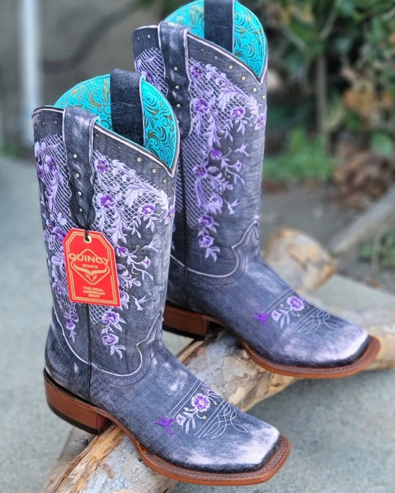 Botas de Cuero Lijado Rodeo Morado