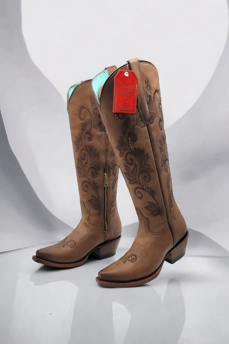 Botas Altas de Cuero Original para Mujer Miel