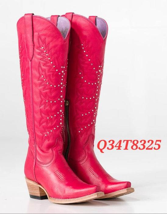 Botas Altas de Cuero Original para Mujer Rojo