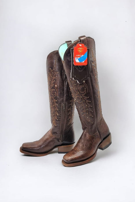 Botas Altas de Cuero Rodeo Café Mujer