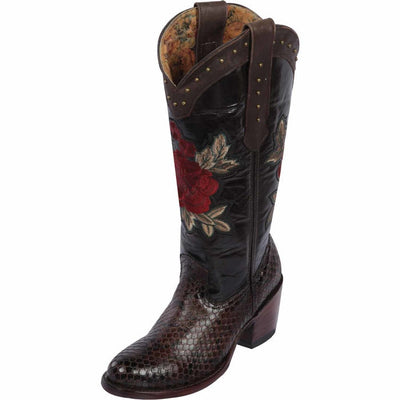 Botas de Piton Grabado para Mujer Punta Oval
