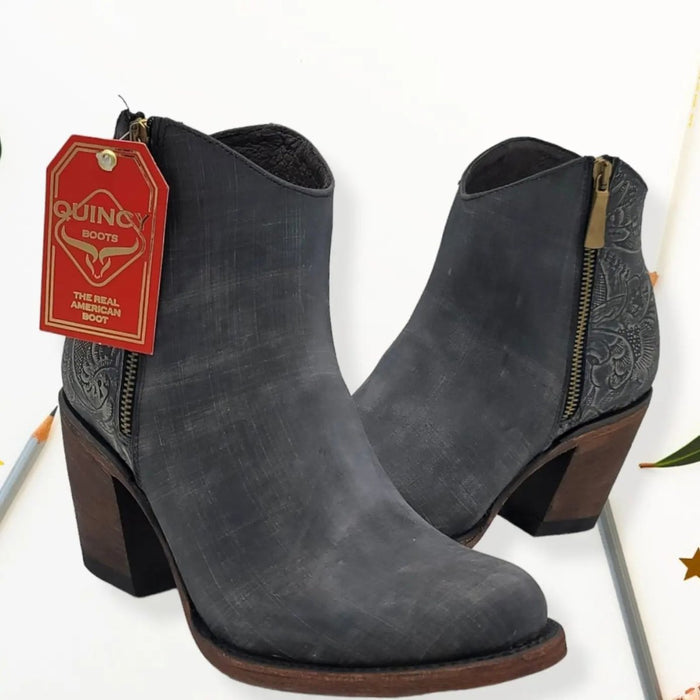 Botas Cortas de Cuero Lijado Mujer Horma Oval