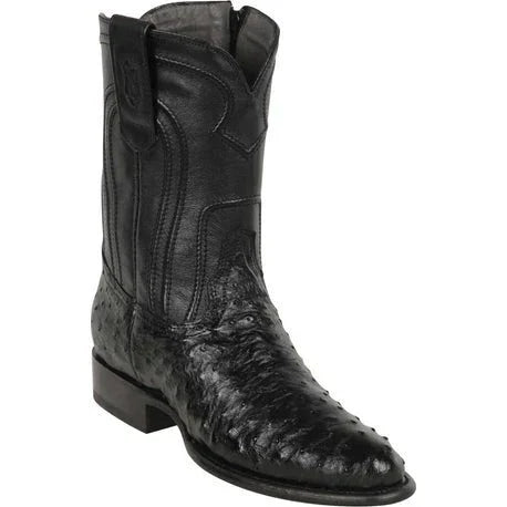 Botas de Avestruz Original Horma Roper con Zipper Color Negro