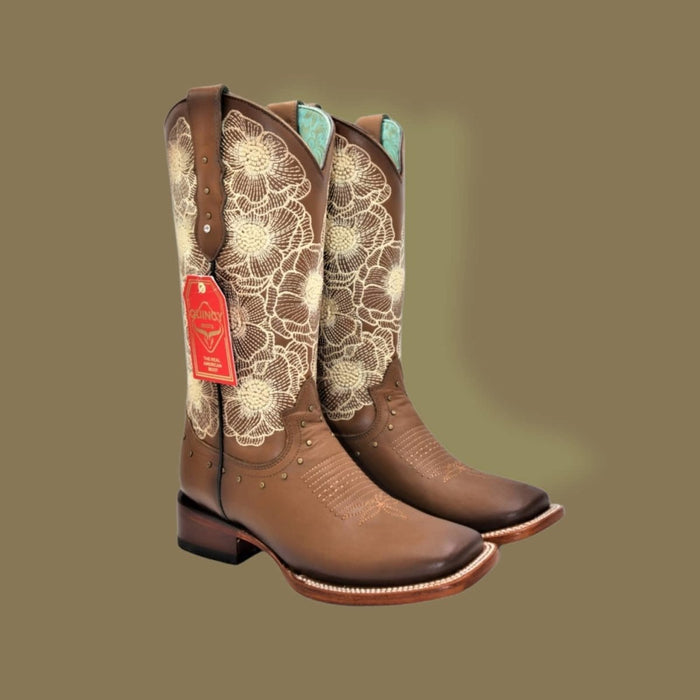 Botas de Cuero con Flores para Mujer Rodeo