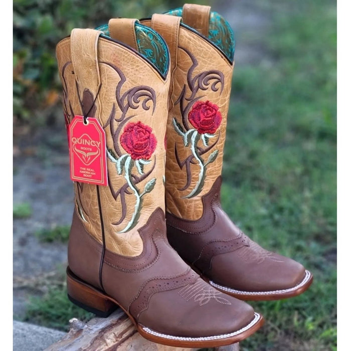 Botas de Cuero con Flores Rodeo para Mujer