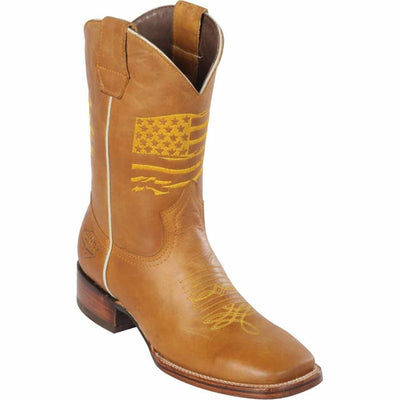 Botas de Cuero Grasso Bandera USA Rodeo Cuadrada