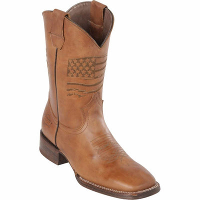 Botas de Cuero Grasso Bandera USA Rodeo Cuadrada