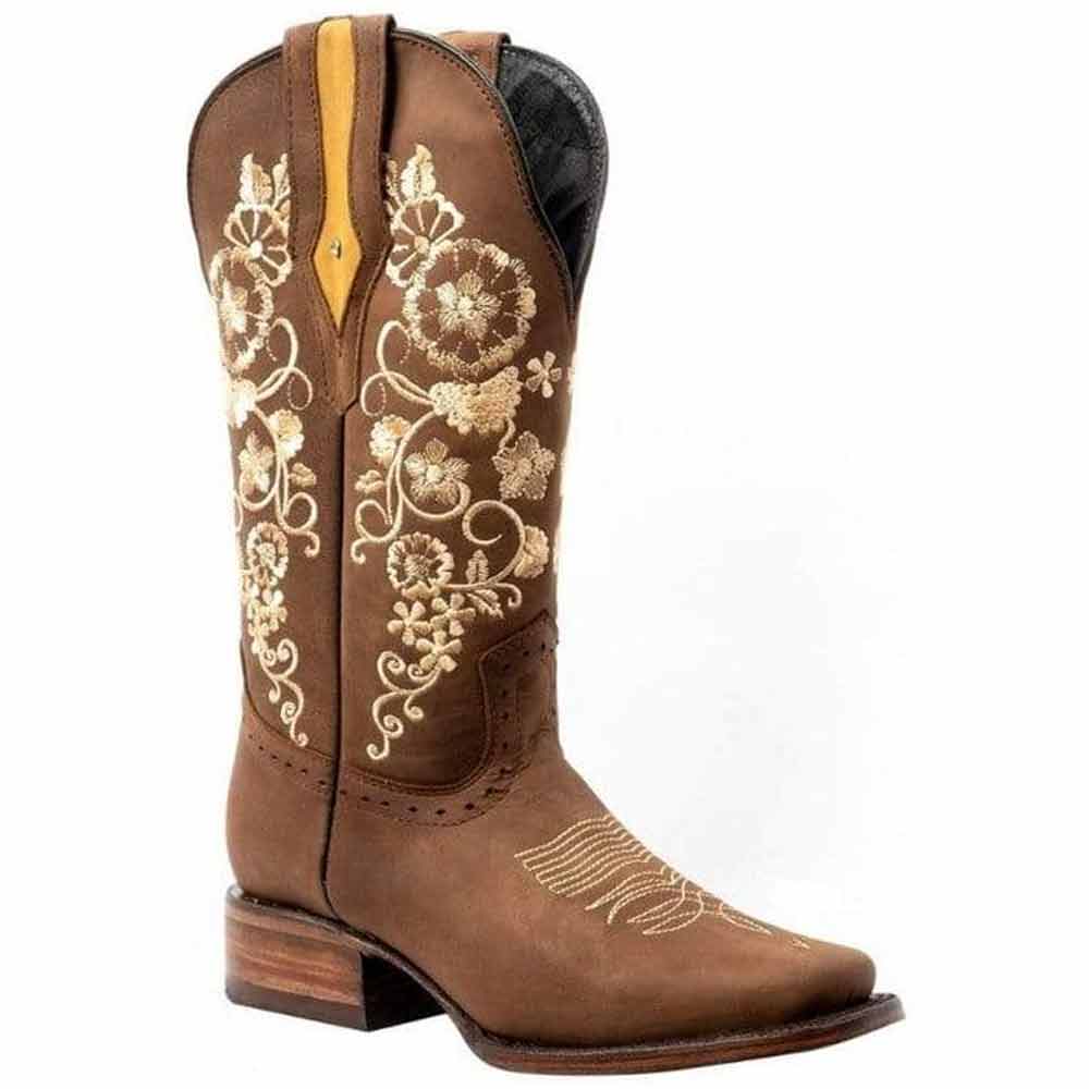 Botas Rodeo Café con Girasoles para Mujer