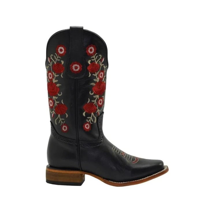 Botas de Cuero Rodeo Florales JB-1607 Mujer