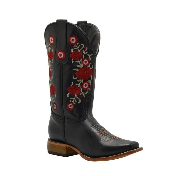 Botas de Cuero Rodeo Florales JB-1607 Mujer