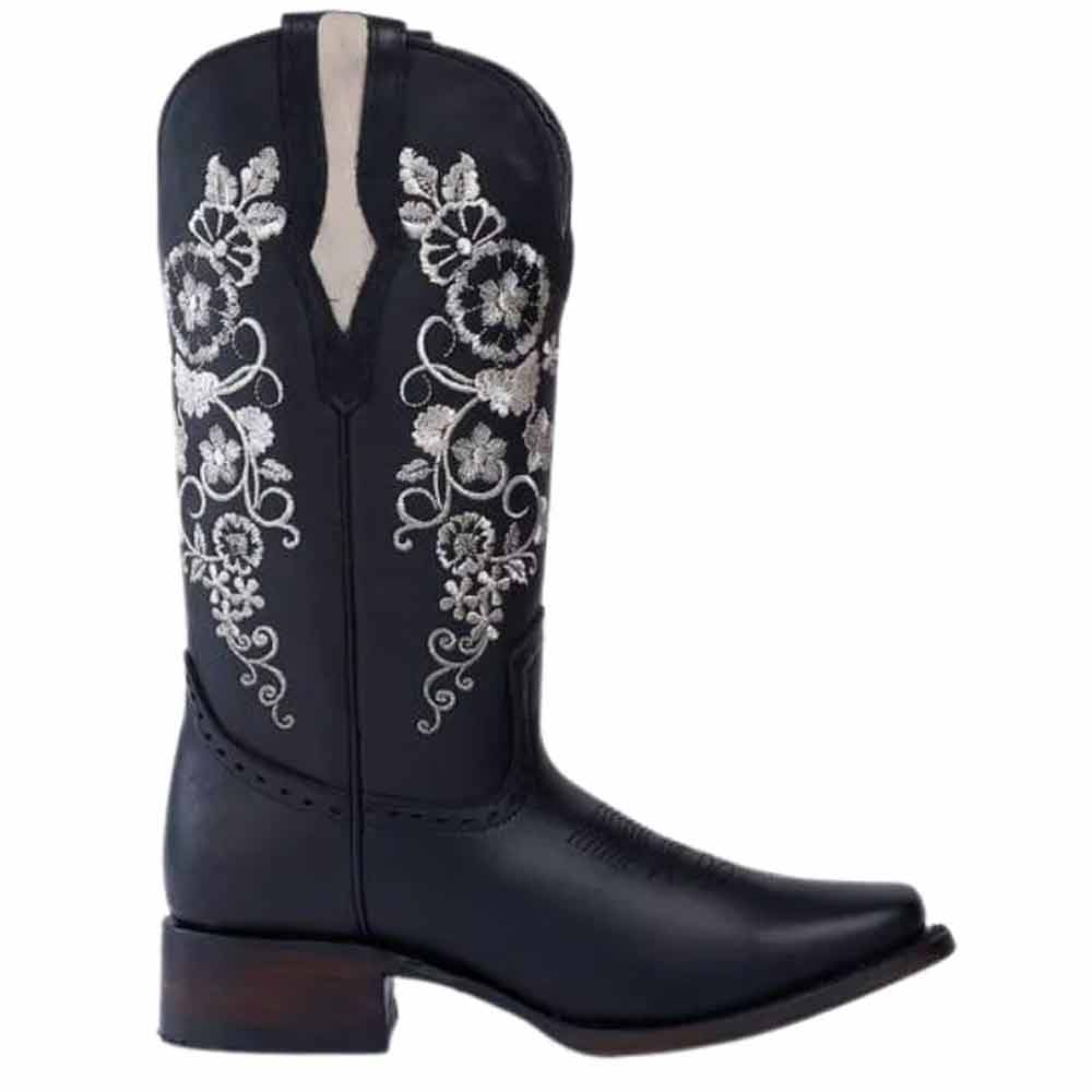 Botas Rodeo de Cuero para Mujer con Girasoles JB-1501NEG