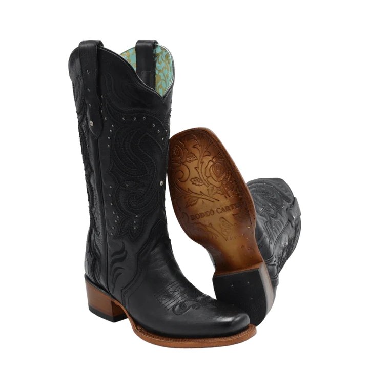 Botas de Cuero Rodeo para Mujer Negro JB-STEPHANIEBLACK