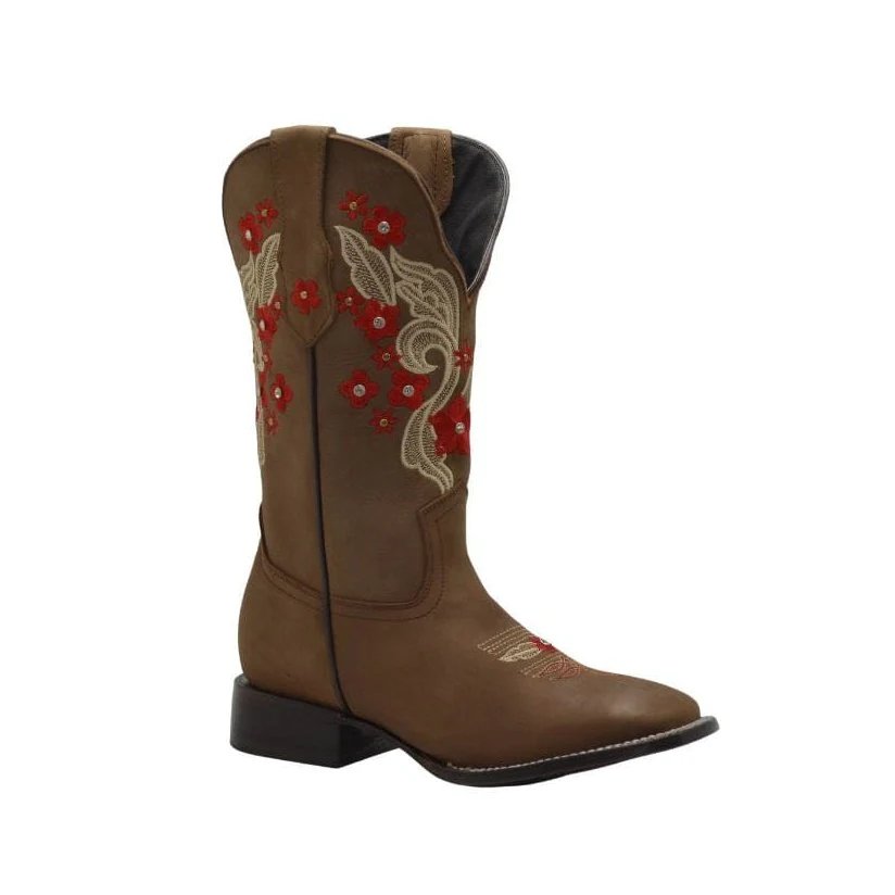 Botas de Cuero Rodeo Mujer Oryx con Rosas Rojas