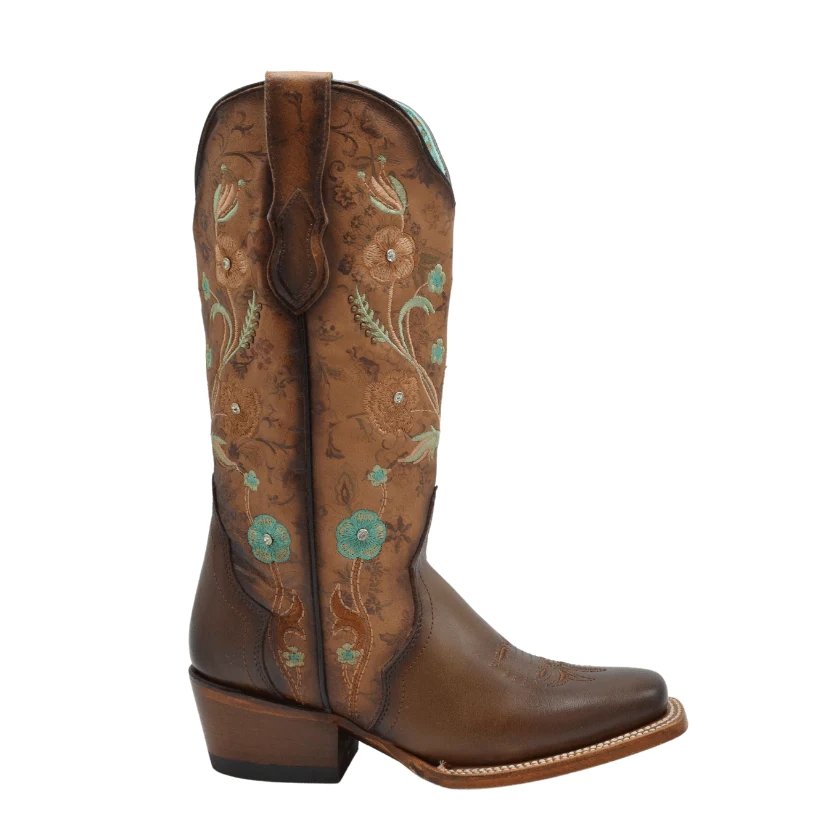 Botas Rodeo de Cuero con Flores Swarovski Mujer