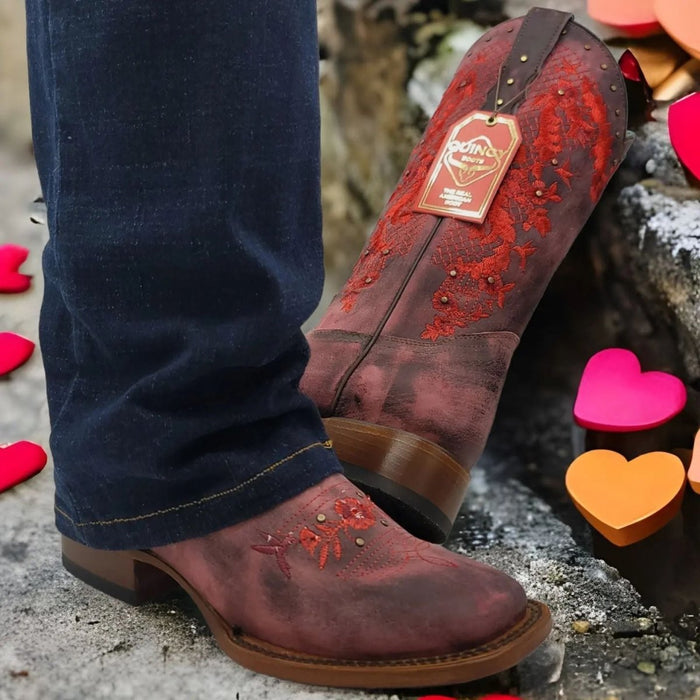 Botas de Cuero Lijado Rodeo Cherry para Mujer