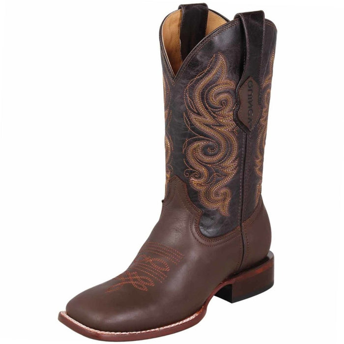 Botas de Cuero Rodeo Cuadrada Chocolate
