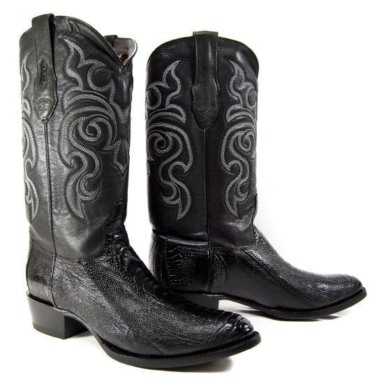 Botas de Pata de Avestruz Punta Oval Negro LAB-650505