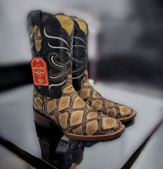 Botas de Pescado Africano Grabado Rodeo Cuadrada