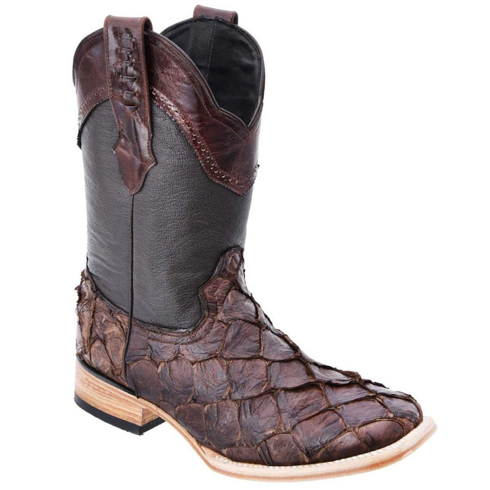 Botas de Pescado Pirarucu Original en Horma Rodeo Color Café