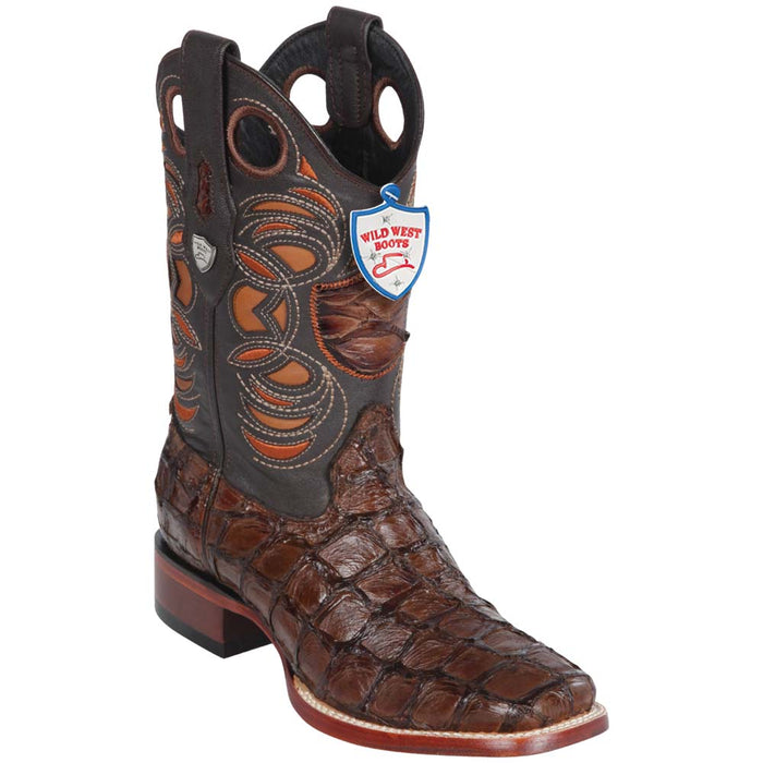 Botas de Pescado Pirarucu Original en Horma Rodeo Cuadrada