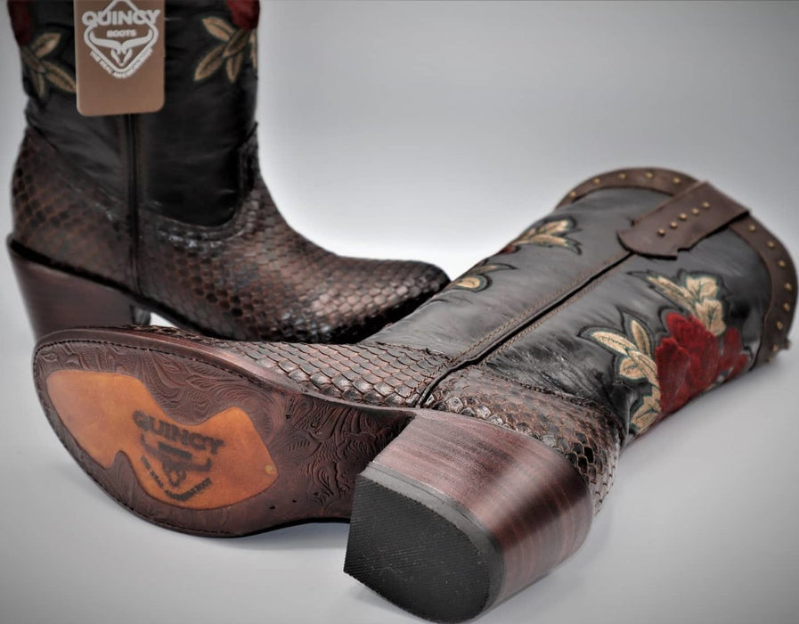 Botas de Piton Grabado para Mujer Punta Oval