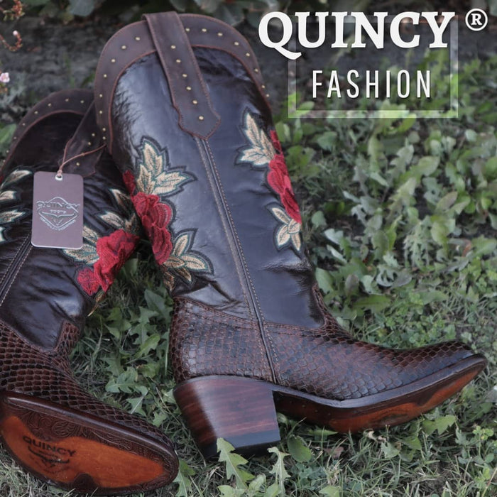 Botas de Piton Grabado para Mujer Punta Oval