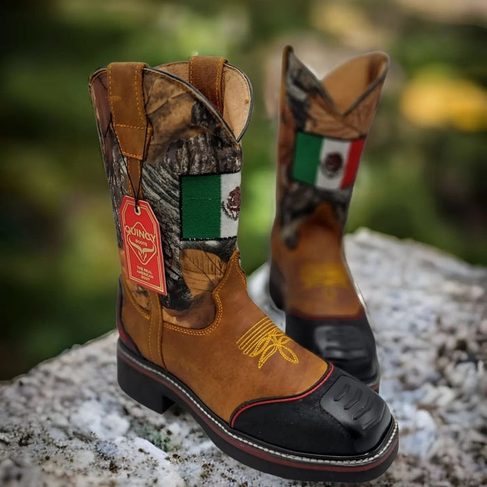 Botas de Trabajo Bandera de Mexico con Casco de Acero