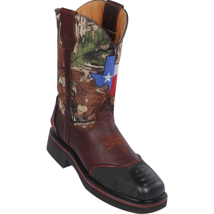 Botas de Trabajo con Bandera de Texas y Casco de Acero