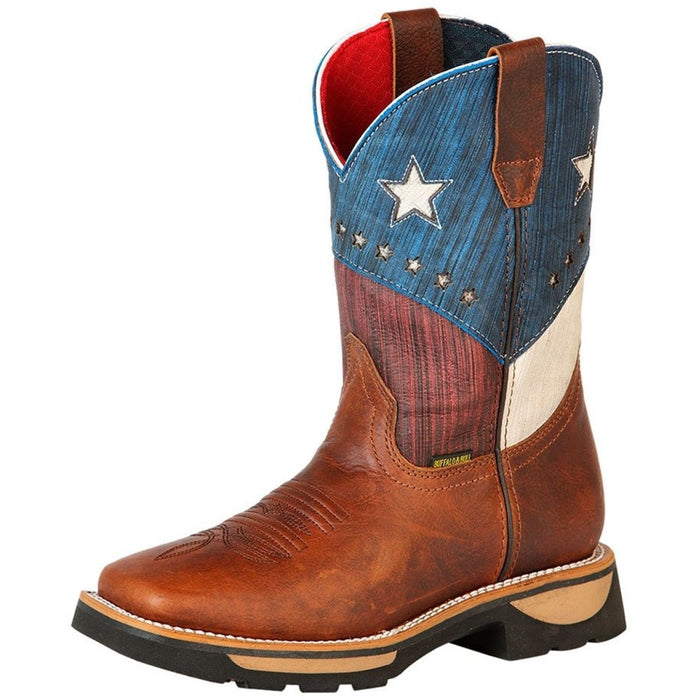 Botas de Trabajo de Cuero Horma Rodeo Color Tan con Estrellas