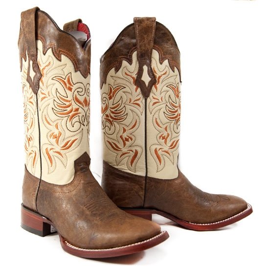 Botas Vaqueras de Cuero Punta Amplia para Dama