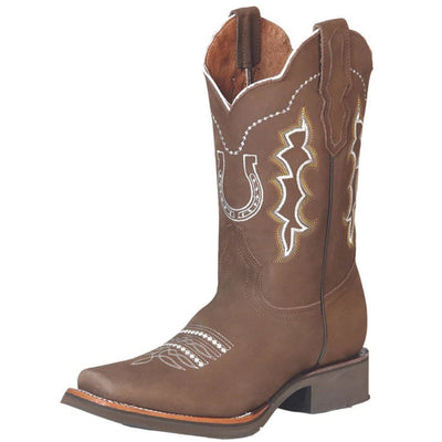 Botas Vaqueras de Cuero Nobuck Horma Rodeo Color Camel