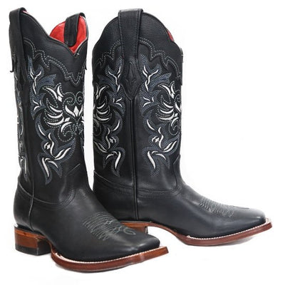 Botas Vaqueras de Cuero Vergel Punta Cuadrada Dama