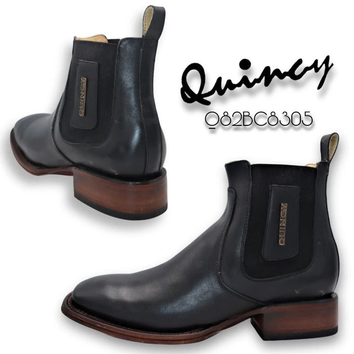 Botines Charros Quincy Punta Cuadrada Negro