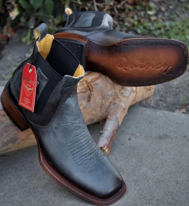 Botines Charros Quincy Cuero Volcano Punta Cuadrada