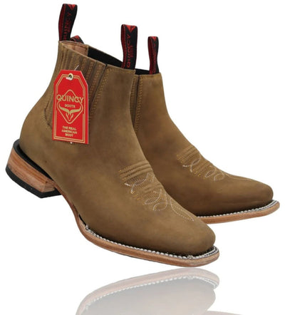 Botin Charro Quincy de Cuero Papaya Square Toe
