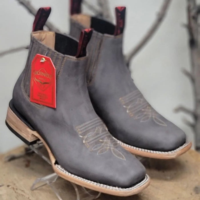 Botin Charro Quincy de Gamuza Nobuck Gris