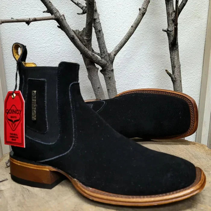 Botines Charros Quincy de Gamuza Punta Cuadrada