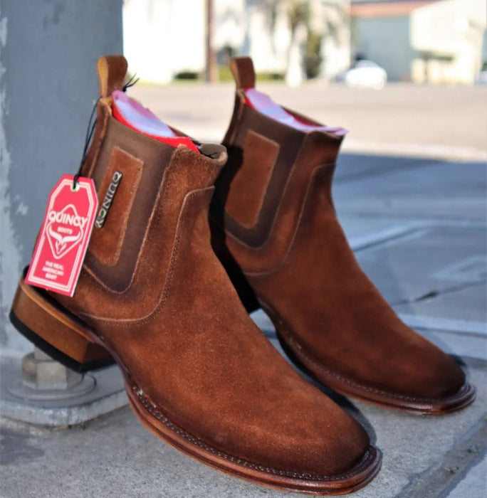 Botines Charros Quincy de Gamuza Nobuck Punta Cuadrada