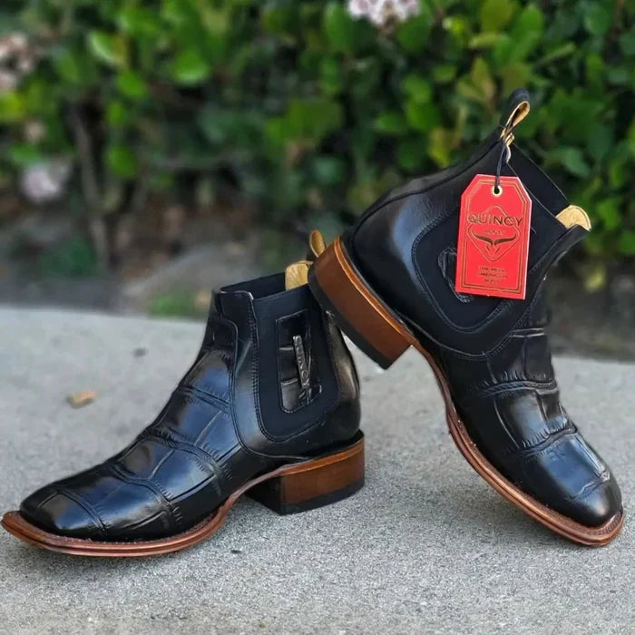 Botin de Cocodrilo Grabado Punta Cuadrada Quincy Boots
