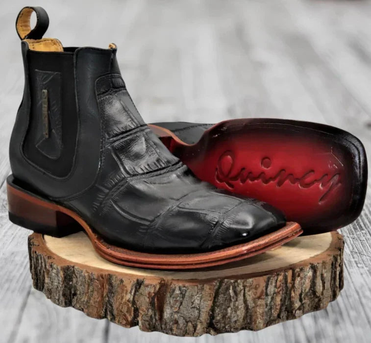 Botin de Cocodrilo Grabado Punta Cuadrada Quincy Boots