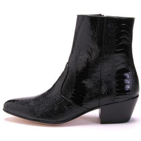Botines de Piel de Avestruz Negro Puntal LAB-630505