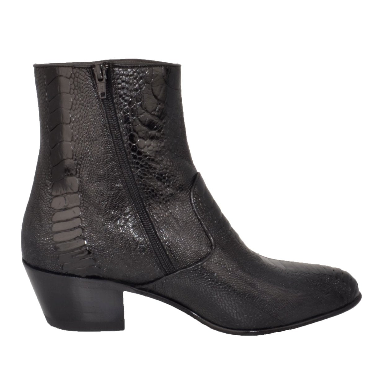 Botines de Piel de Avestruz Negro Puntal LAB-630505